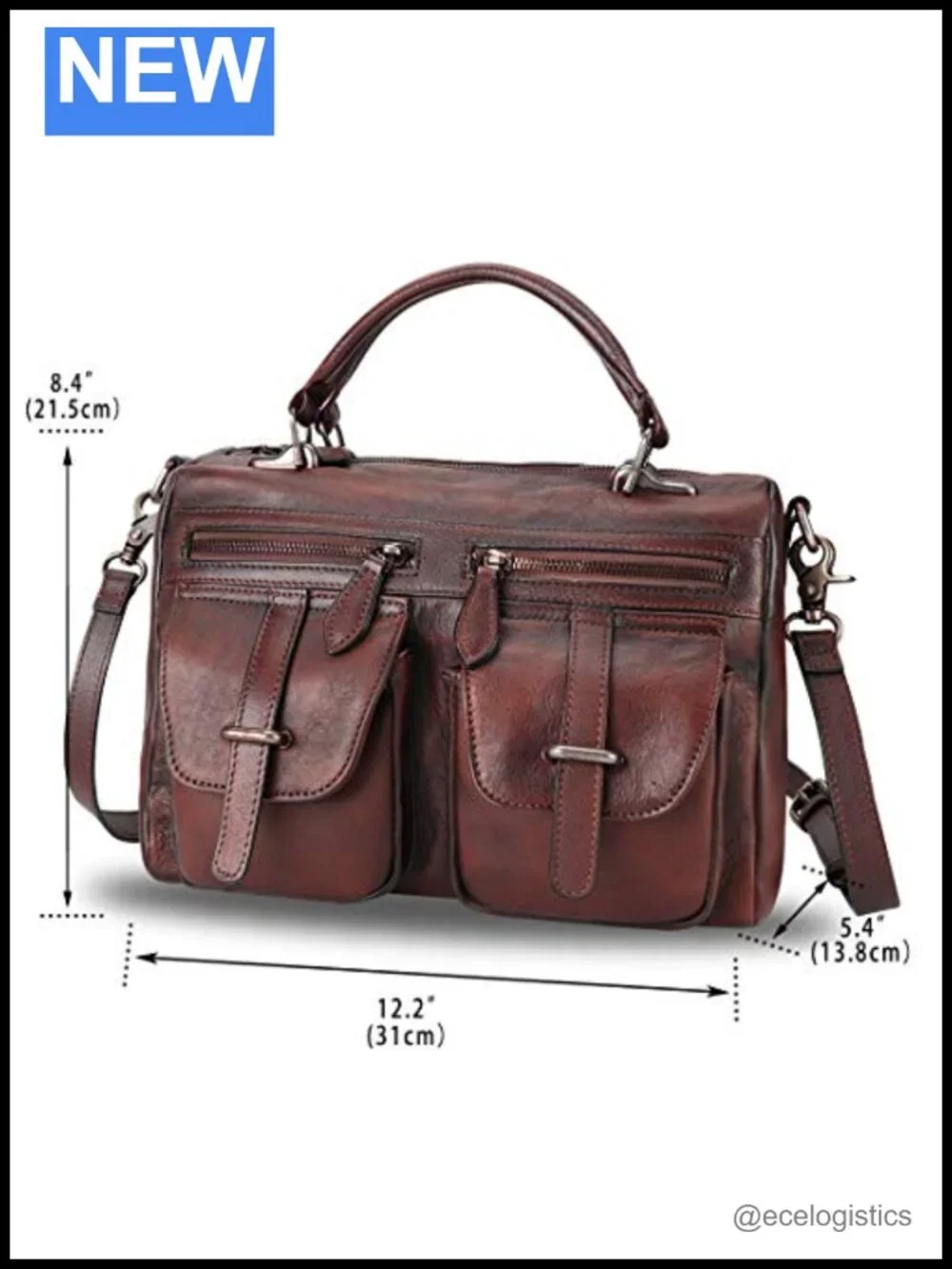 Genuine Leather Vintage Handmade Satchel Top Handle Purse with Shoulder Strap